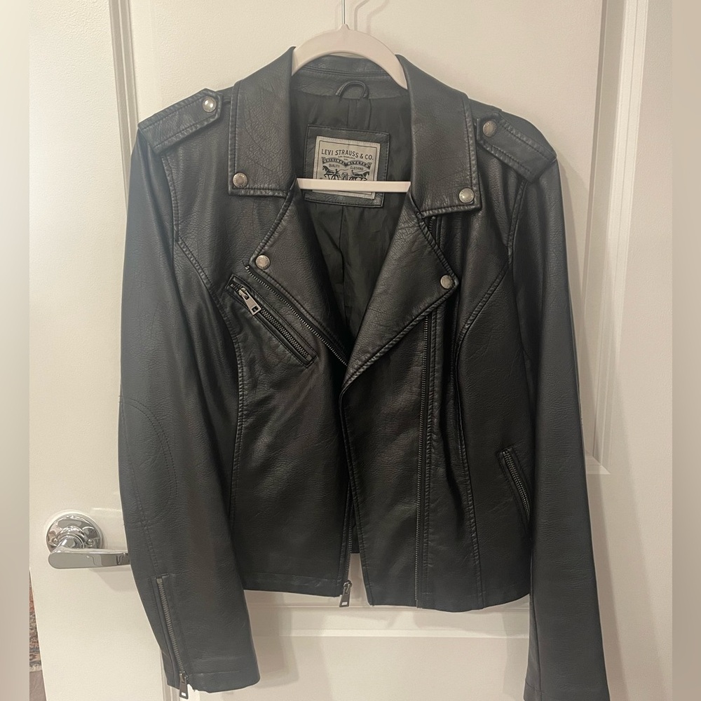 Levi’s black moto jacket faux leather